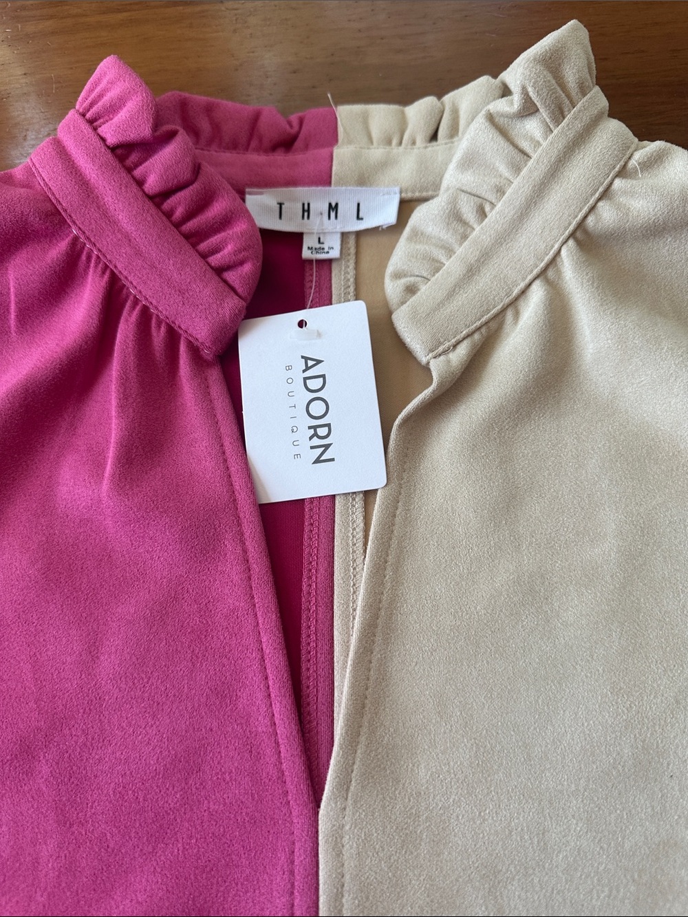 THML Split Pink and Cream Short Sleeve Tunic - Picture 2 of 9